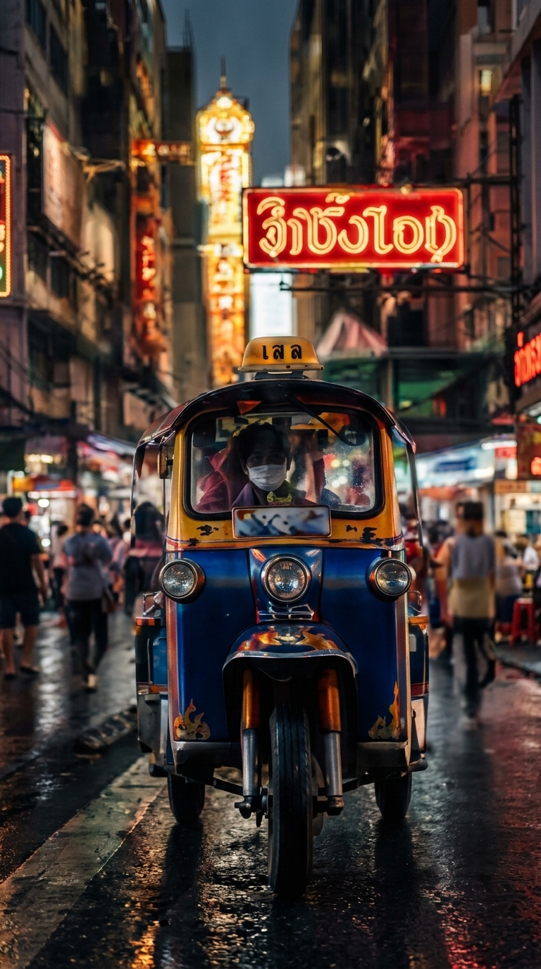 Bangkok street Tuk Tuk Chinatown Yaowarat